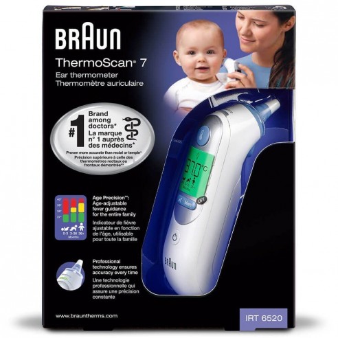 Thermomètre auriculaire infrarouge Thermoscan 7 avec fonction Age Precision - Braun la marque n°1 auprès des médecins*