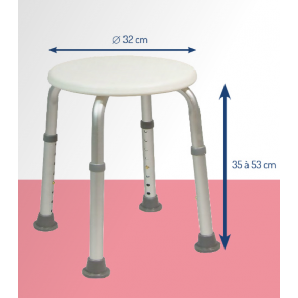 Tabouret de douche DOA : réglable en hauteur