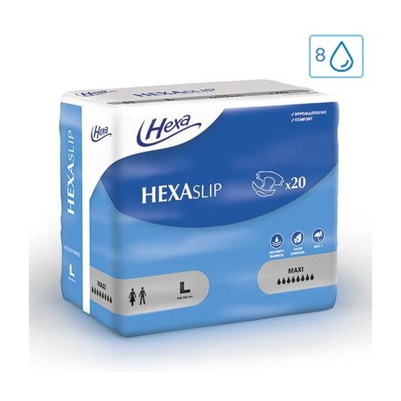 Change complet HEXASlip Maxi 8 gouttes taille L - Hexa | ADAM Orthopédie & Matériel Médical