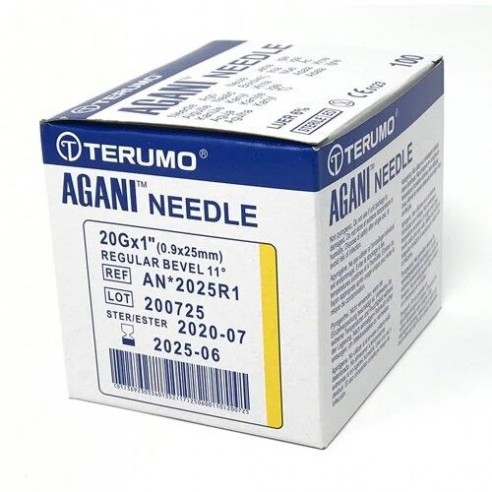 Aiguille Hypodermique stérile à usage unique Jaune 20G x 25 mm - Terumo | ADAM Orthopédie & Matériel Médical