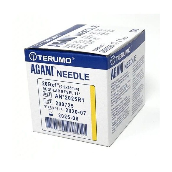 Aiguille Hypodermique stérile à usage unique Jaune 20G x 25 mm - Terumo | ADAM Orthopédie & Matériel Médical