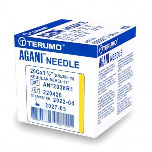 Aiguille Hypodermique stérile à usage unique Jaune 20G x 38 mm - Terumo | ADAM Orthopédie & Matériel Médical 2