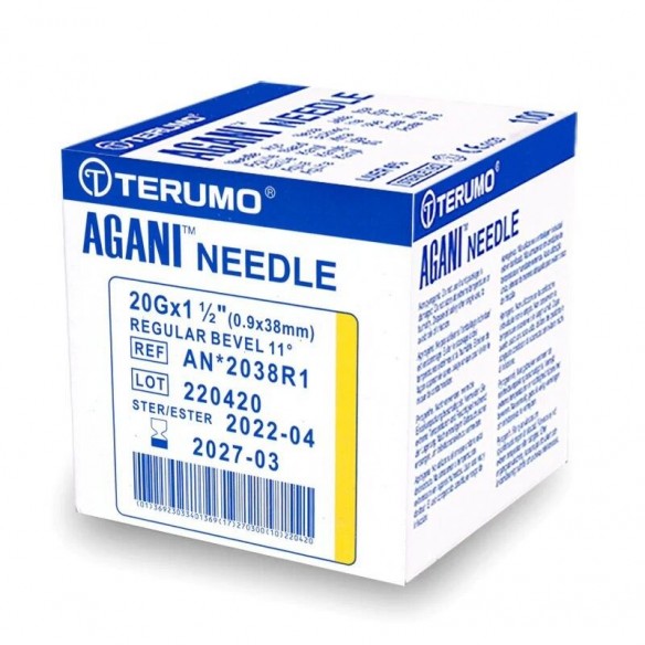 Aiguille Hypodermique stérile à usage unique Jaune 20G x 38 mm - Terumo | ADAM Orthopédie & Matériel Médical
