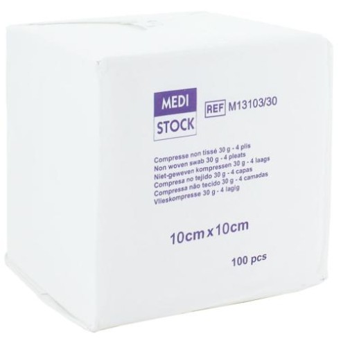 Compresse non tissé 4 plis Non Stérile 10 cm x 10 cm Medistock | ADAM Orthopédie & Matériel Médical