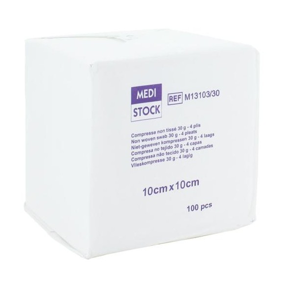 Compresse non tissé 4 plis Non Stérile 10 cm x 10 cm Medistock | ADAM Orthopédie & Matériel Médical