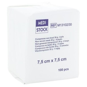 Compresse non tissé 4 plis Non Stérile 7,5 cm x 7,5 cm Medistock | ADAM Orthopédie & Matériel Médical