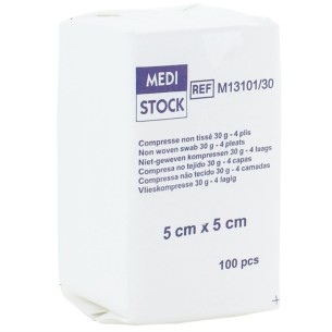 Compresse non tissé 4 plis Non Stérile 5 cm x 5 cm Medistock | ADAM Orthopédie & Matériel Médical