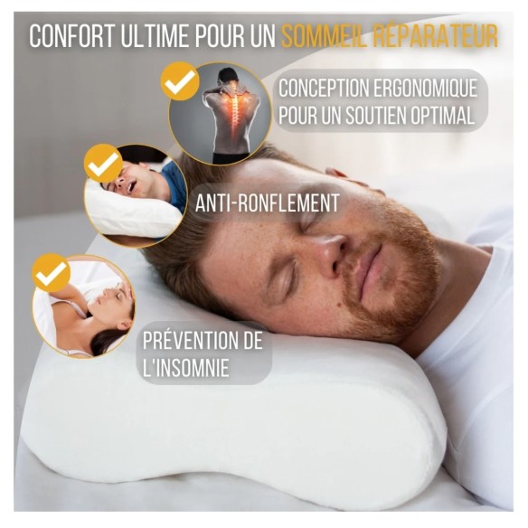 Oreiller anti-ronflement à mémoire de forme | ADAM Orthopédie et Matériel Médical