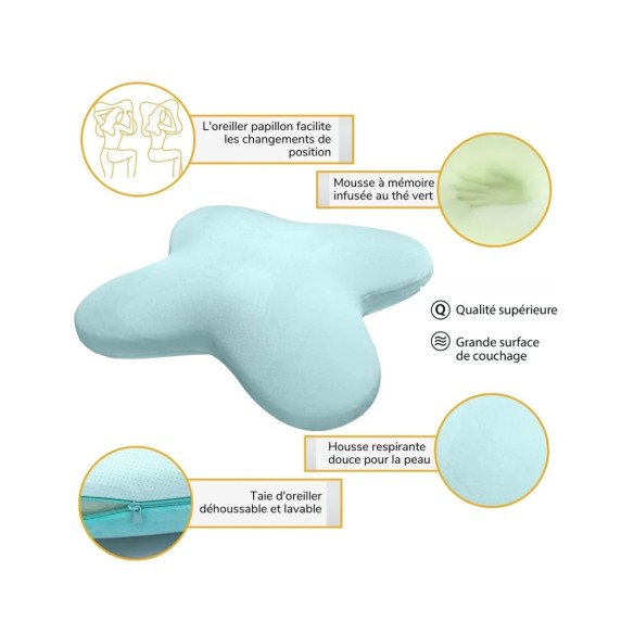 Oreiller Papillon Ergonomique Rafraîchissant MULTI-POSITIONS | ADAM Orthopédie et Matériel Médical