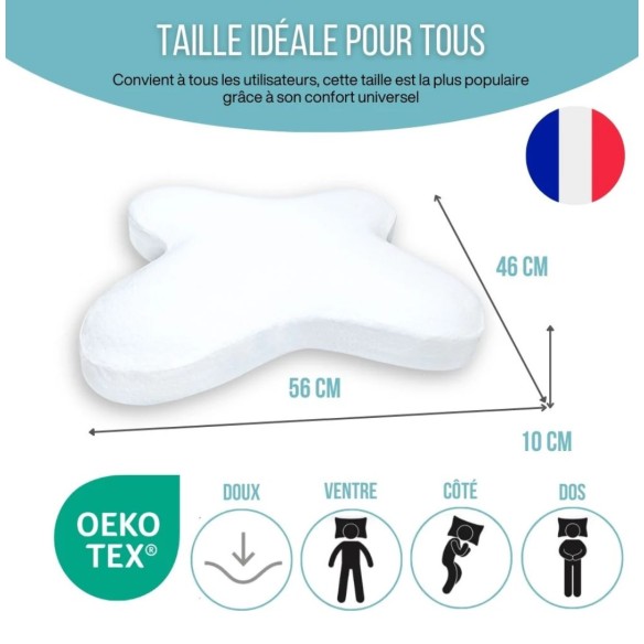 Oreiller Papillon Ergonomique à Mémoire de Forme | ADAM Orthopédie et Matériel Médical