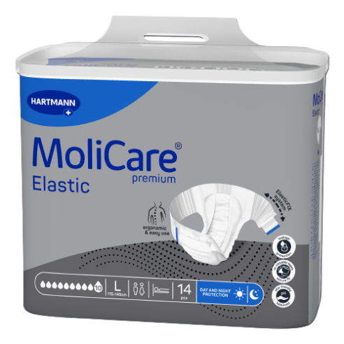 Molicare Premium Elastic Large 10 Gouttes - Hartmann : Change complet pour incontinence très sévère, urinaire et/ou fécale.