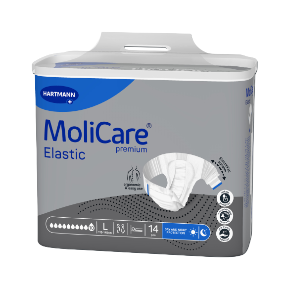 Molicare Premium Elastic Large 10 Gouttes - Hartmann : Change complet pour incontinence très sévère, urinaire et/ou fécale.