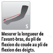 mesurer la longueur de l'avant-bras, du pli de flexion du coude au pli de flexion des doigts